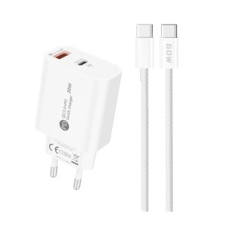 Ładowarka sieciowa A6MaxC 20W USB-A USB-C z kablem USB-C - USB-C 1m - biała