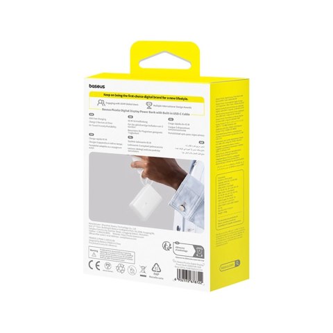 Powerbank Baseus PicoGo 10000mAh 45W z wbudowanym kablem i wyświetlaczem - biały