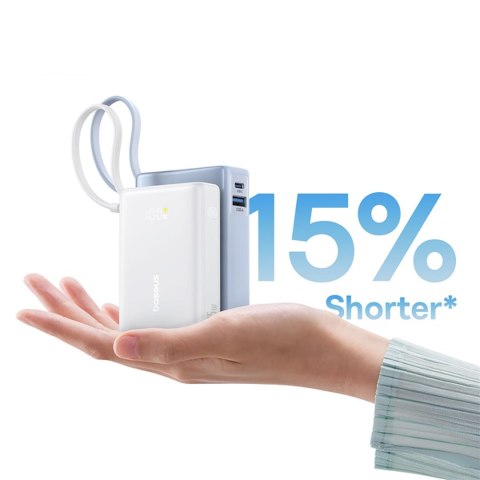 Powerbank Baseus PicoGo 10000mAh 45W z wbudowanym kablem i wyświetlaczem - biały