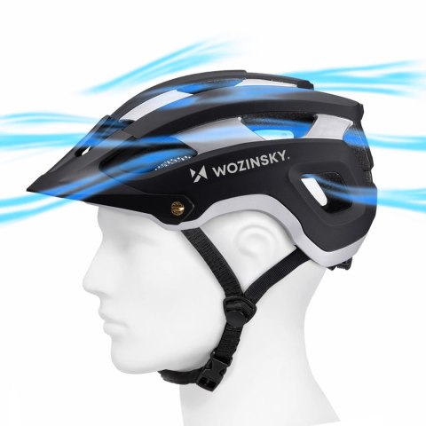 Kask rowerowy MTB Wozinsky lekki L - czarno-srebrny