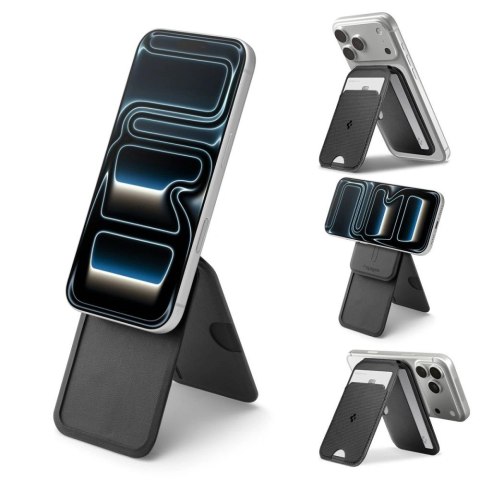Magnetyczny portfel Spigen Slim Fold Tripod Wallet S314-2 MagSafe na telefon - czarny