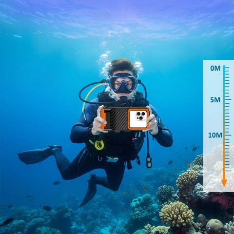 TECH-PROTECT IPX8 PRO UNIVERSAL DIVING WATERPROOF CASE BLACK/ORANGE