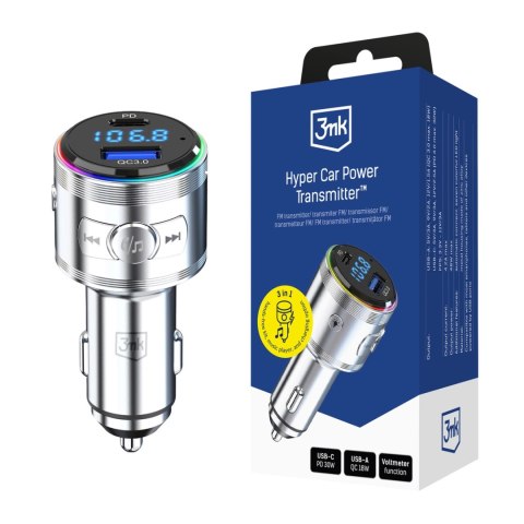 Transmiter 3w1 48W QC PD PPS USB-C USB-A 3mk Hyper Car Power Transmitter