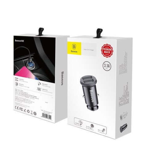 Baseus ładowarka samochodowa Grain 2x USB 3,1A czarna Baseus ładowarka samochodowa Grain 2x USB 3,1A czarna