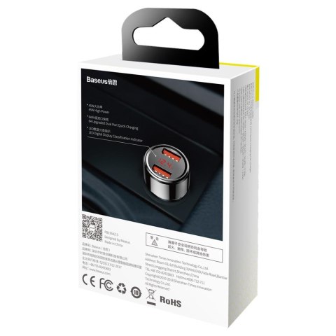 Baseus ładowarka samochodowa Magic PPS QC 3.0+ 2USB czarna 45W Baseus ładowarka samochodowa Magic PPS QC 3.0+ 2USB czarna 45W