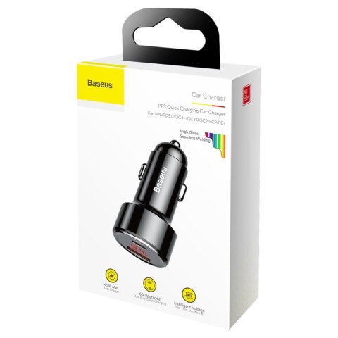 Baseus ładowarka samochodowa Magic PPS QC 3.0+ USB + PD czarna 45W Baseus ładowarka samochodowa Magic PPS QC 3.0+ USB + PD czarna 45W