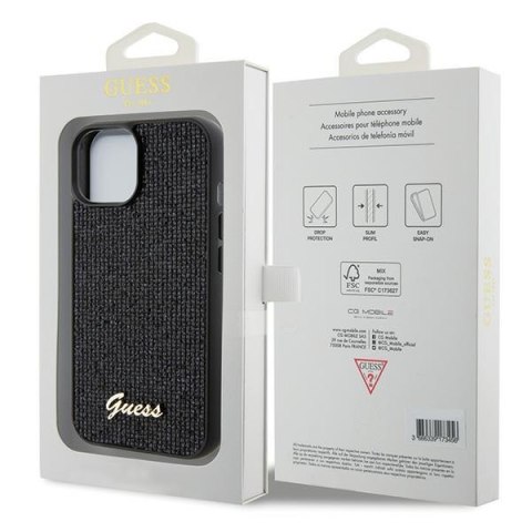 Guess nakładka do iPhone 14 6,1" GUHCP14SPMSDGSK czarna HC PU DISCO SCRIPT METAL Guess nakładka do iPhone 14 6,1" GUHCP14SPMSDGSK czarna HC PU DISCO SCRIPT METAL