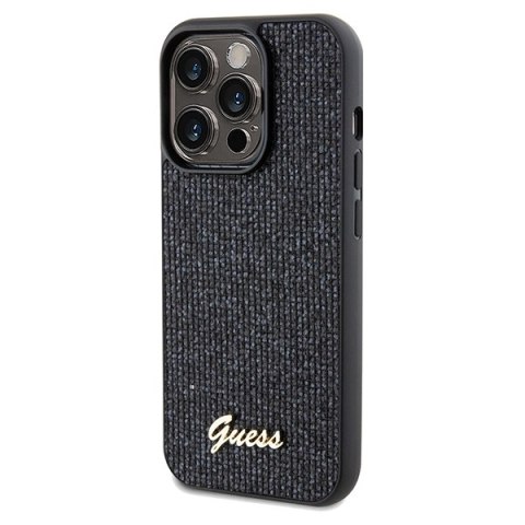Guess nakładka do iPhone 14 Pro 6,1" GUHCP14LPMSDGSK HC PU DISCO SCRIPT METAL czarna Guess nakładka do iPhone 14 Pro 6,1" GUHCP14LPMSDGSK HC PU DISCO SCRIPT METAL czarna