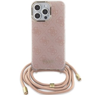 Guess nakładka do iPhone 15 Pro 6,1" GUHCP15LHC4SEP różowa HC CROSSBODY CORD 4G PRINT