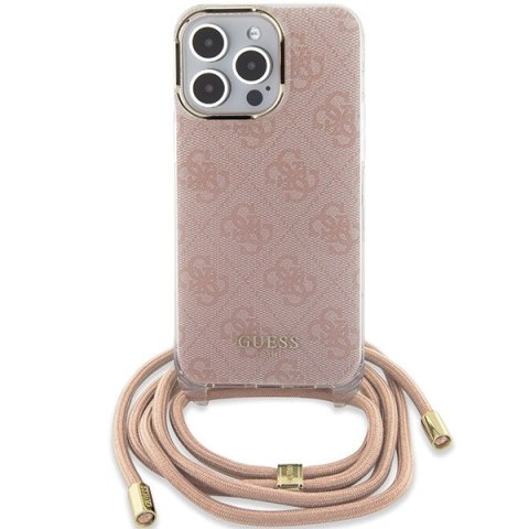 Guess nakładka do iPhone 15 Pro 6,1" GUHCP15LHC4SEP różowa HC CROSSBODY CORD 4G PRINT