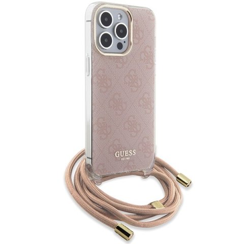 Guess nakładka do iPhone 15 Pro 6,1" GUHCP15LHC4SEP różowa HC CROSSBODY CORD 4G PRINT