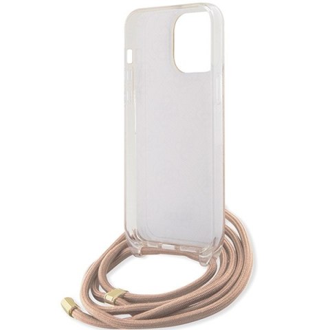 Guess nakładka do iPhone 15 Pro 6,1" GUHCP15LHC4SEP różowa HC CROSSBODY CORD 4G PRINT