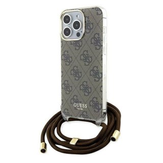 Guess nakładka do iPhone 15 Pro Max 6,7" GUHCP15XHC4SEW brązowa HC CROSSBODY CORD 4G PRINT