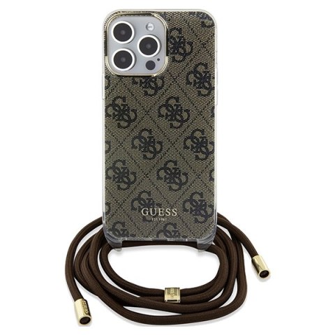 Guess nakładka do iPhone 15 Pro Max 6,7" GUHCP15XHC4SEW brązowa HC CROSSBODY CORD 4G PRINT Guess nakładka do iPhone 15 Pro Max 6,7" GUHCP15XHC4SEW brązowa HC CROSSBODY CORD 4G PRINT