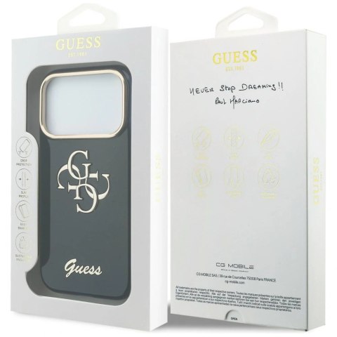 Etui Guess IML 4G Script Metal na iPhone 17 Pro Max - niebieskie