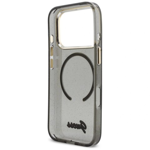 Etui Guess IML Glitters Script Strap MagSafe na iPhone 17 Pro - czarne