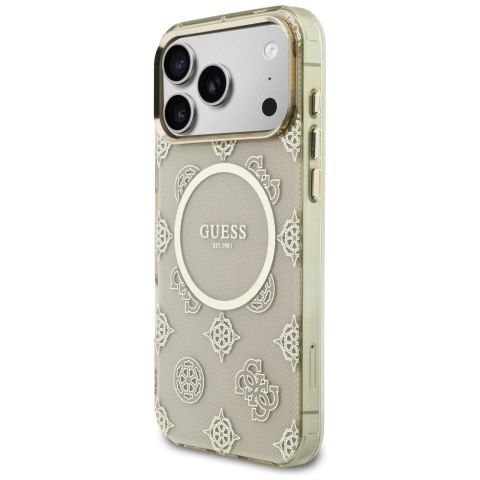Etui Guess IML Peony Dot MagSafe na iPhone 17 Pro Max - beżowe