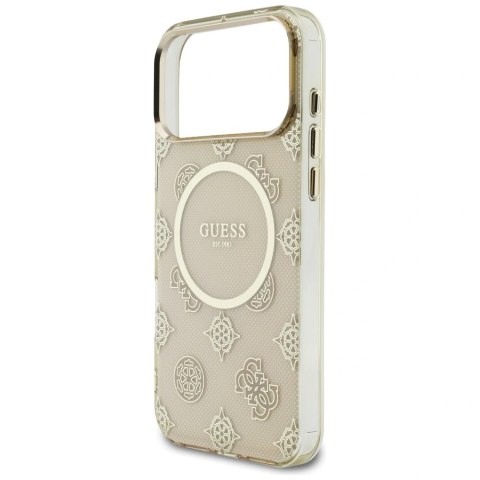 Etui Guess IML Peony Dot MagSafe na iPhone 17 Pro Max - beżowe