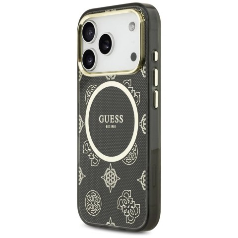 Etui Guess IML Peony Dot MagSafe na iPhone 17 Pro - czarne