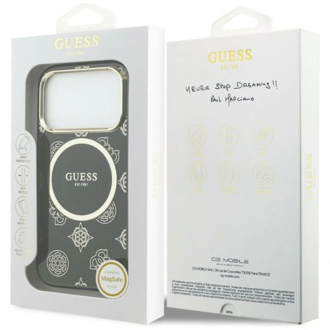 Etui Guess IML Peony Dot MagSafe na iPhone 17 Pro - czarne