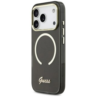 Etui Guess IML Script Metal MagSafe na iPhone 17 Pro Max - czarne