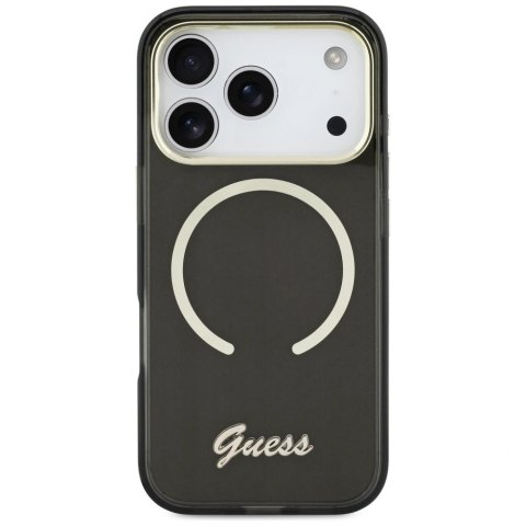 Etui Guess IML Script Metal MagSafe na iPhone 17 Pro Max - czarne