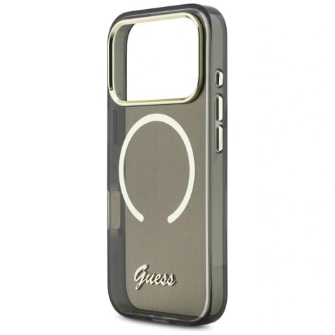 Etui Guess IML Script Metal MagSafe na iPhone 17 Pro Max - czarne