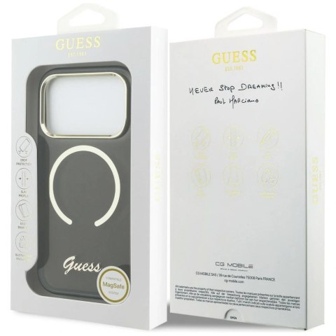 Etui Guess IML Script Metal MagSafe na iPhone 17 Pro Max - czarne