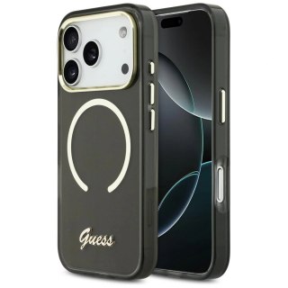Etui Guess IML Script Metal MagSafe na iPhone 17 Pro - czarne