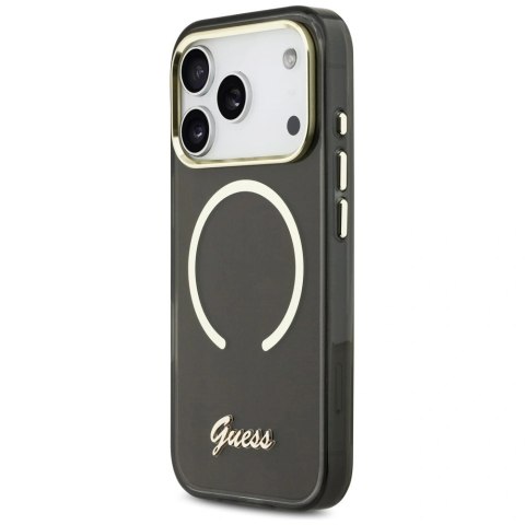 Etui Guess IML Script Metal MagSafe na iPhone 17 Pro - czarne