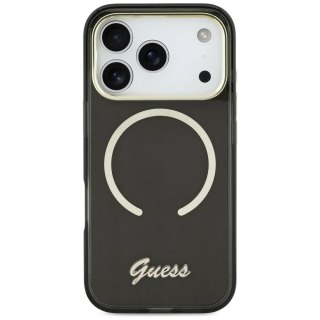 Etui Guess IML Script Metal MagSafe na iPhone 17 - czarne