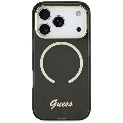 Etui Guess IML Script Metal MagSafe na iPhone 17 - czarne