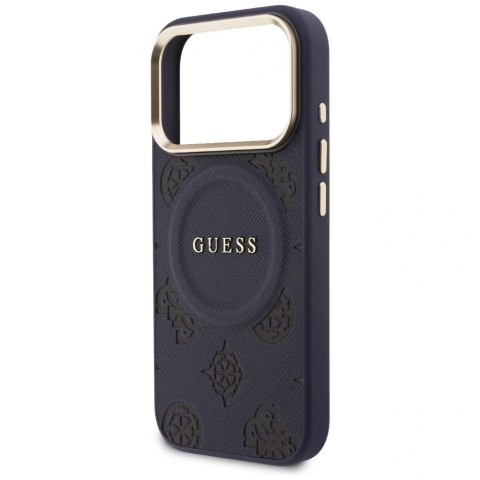 Etui Guess Peony Hot Stamp MagSafe na iPhone 17 Pro Max - niebieskie
