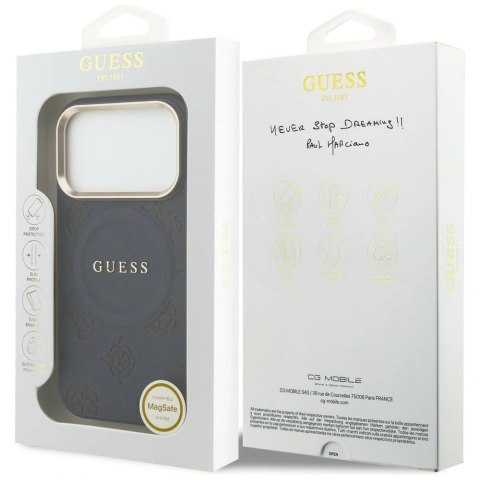 Etui Guess Peony Hot Stamp MagSafe na iPhone 17 Pro Max - niebieskie