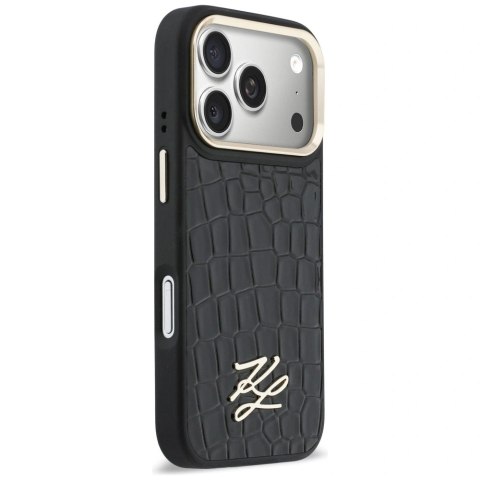 Etui Karl Lagerfeld Croco KL Script Logo MagSafe na iPhone 17 Pro - czarne