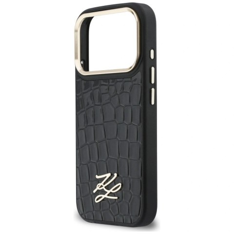 Etui Karl Lagerfeld Croco KL Script Logo MagSafe na iPhone 17 Pro - czarne
