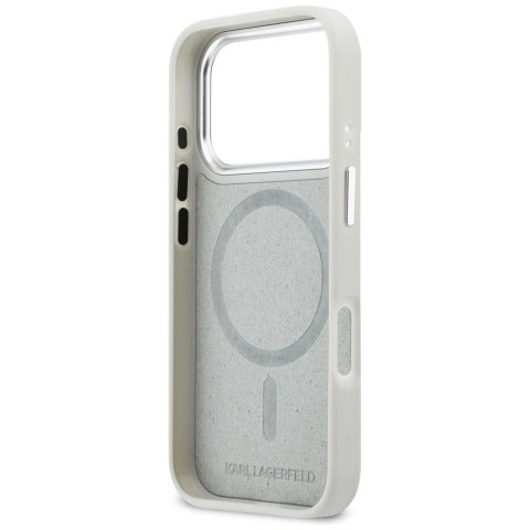Etui Karl Lagerfeld Croco KL Script Logo MagSafe na iPhone 17 Pro - srebrne