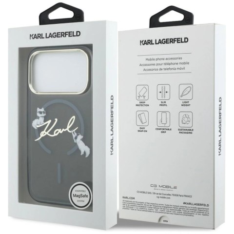 Etui Karl Lagerfeld IML Choupettes Karl Script Logo MagSafe na iPhone 17 Pro Max - czarne