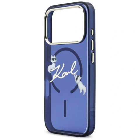 Etui Karl Lagerfeld IML Choupettes Karl Script Logo MagSafe na iPhone 17 Pro Max - niebieskie