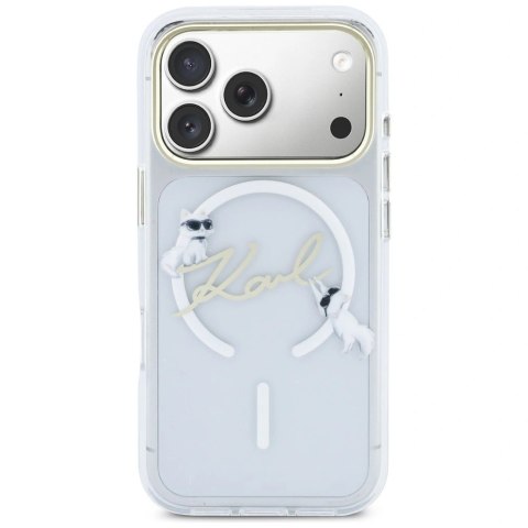 Etui Karl Lagerfeld IML Choupettes Karl Script Logo MagSafe na iPhone 17 Pro Max - przezroczyste