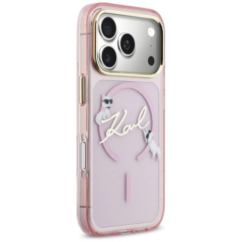 Etui Karl Lagerfeld IML Choupettes Karl Script Logo MagSafe na iPhone 17 Pro Max - różowe