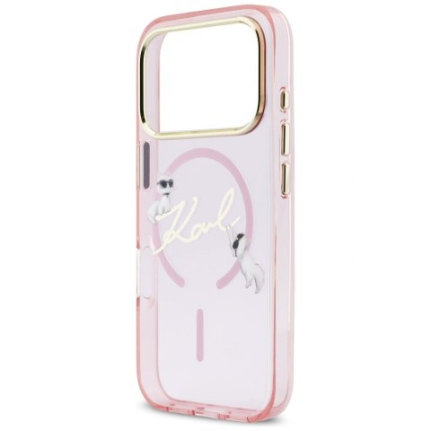 Etui Karl Lagerfeld IML Choupettes Karl Script Logo MagSafe na iPhone 17 Pro Max - różowe