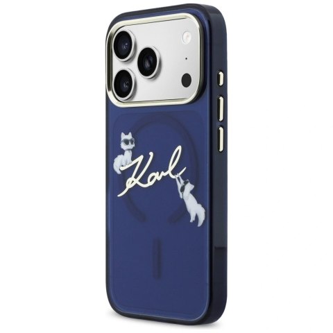 Etui Karl Lagerfeld IML Choupettes Karl Script Logo MagSafe na iPhone 17 Pro - niebieskie