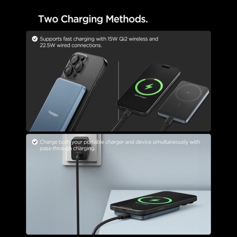 SPIGEN EA2205MQ ESSENTIAL MAGSAFE POWER BANK 5000MAH 22.5W QI2 TEAL BLUE