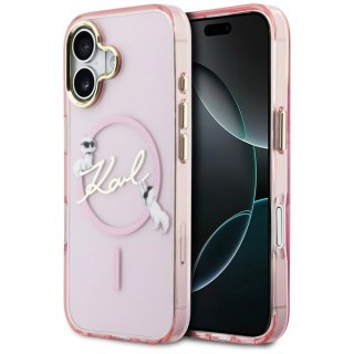 Etui Karl Lagerfeld IML Choupettes Karl Script Logo MagSafe na iPhone 17 - różowe