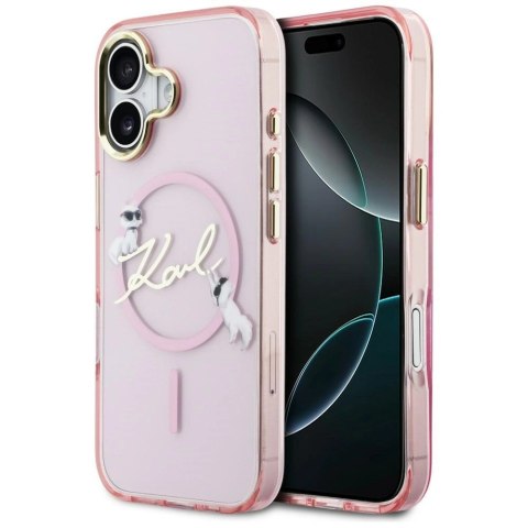 Etui Karl Lagerfeld IML Choupettes Karl Script Logo MagSafe na iPhone 17 - różowe