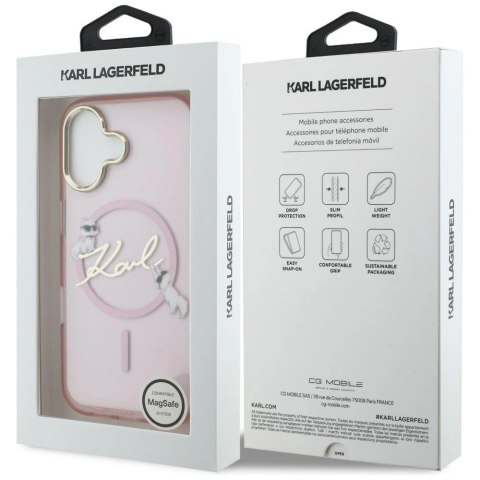 Etui Karl Lagerfeld IML Choupettes Karl Script Logo MagSafe na iPhone 17 - różowe