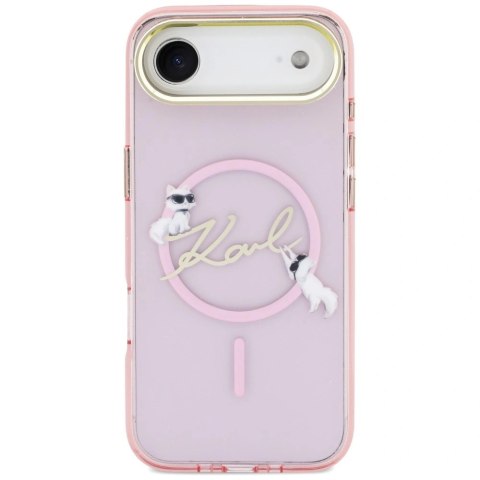Etui Karl Lagerfeld IML Choupettes Karl Script Logo MagSafe na iPhone Air - różowe