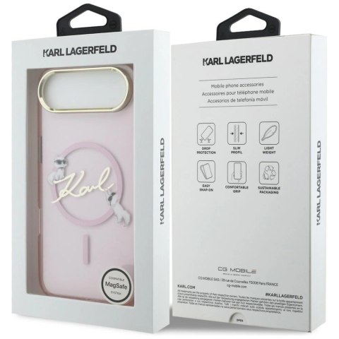 Etui Karl Lagerfeld IML Choupettes Karl Script Logo MagSafe na iPhone Air - różowe