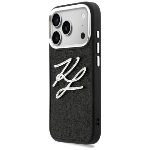 Etui Karl Lagerfeld IML Glitter KL Diamond Logo na iPhone 17 Pro - czarne